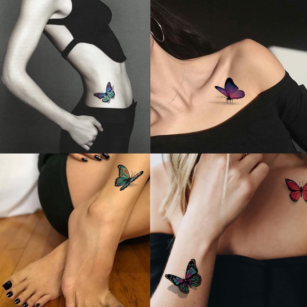 Amazon.com : Hohamn Butterfly Tattoos for Girls Women, 110 Styles Colorful 3D Art Tattoos for Women Girls Butterfly Party Favors : Beauty & Personal Care