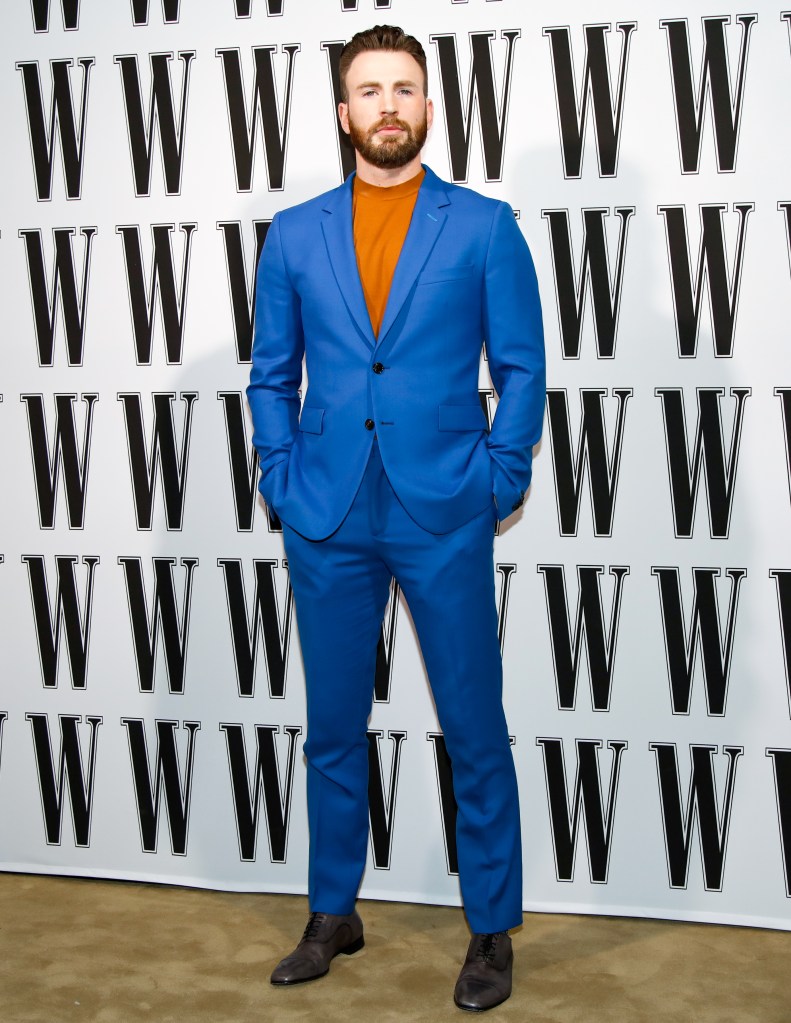 Chris Evans on the red carpet at the Chateau Marmont in Los Angeles in 2020.