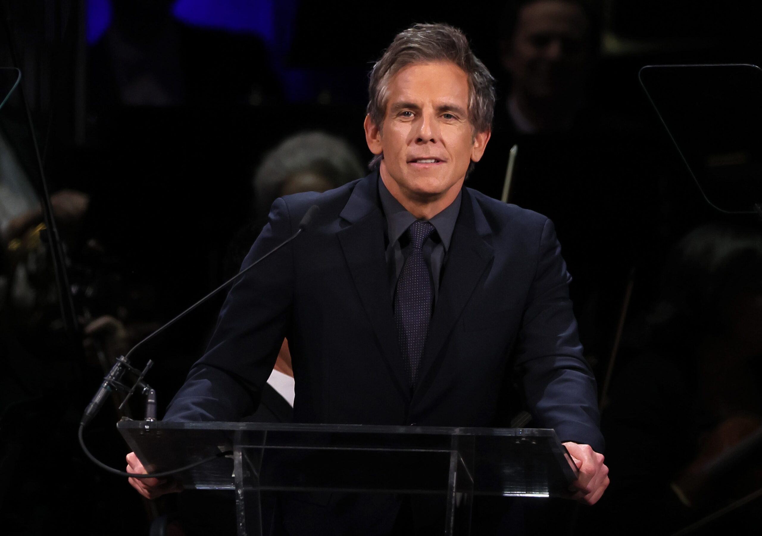 Ben Stiller on stage at the ADL gala.