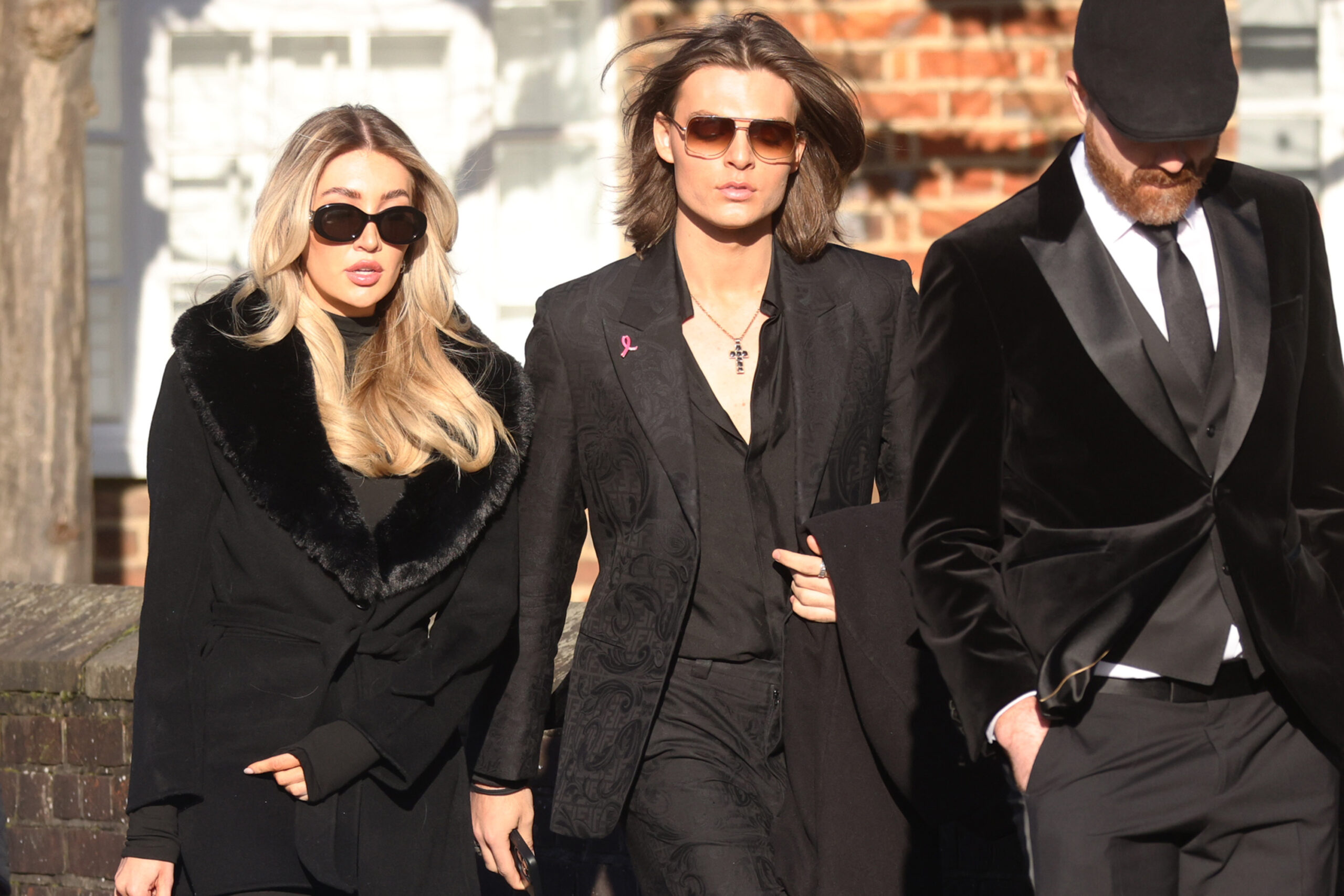 Kate Cassidy and Damian Hurley walking into Liam Payne's funeral