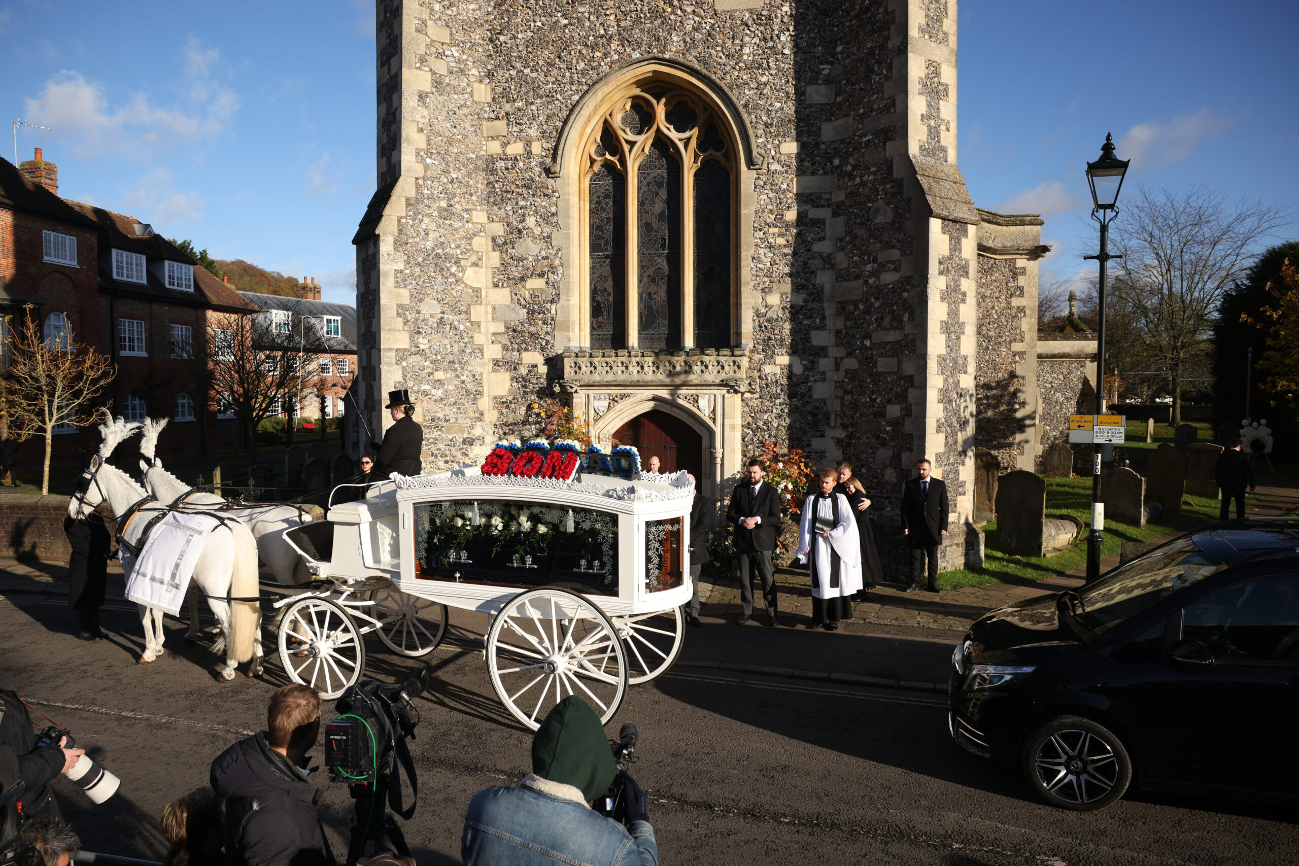 Liam Payne's casket being carried