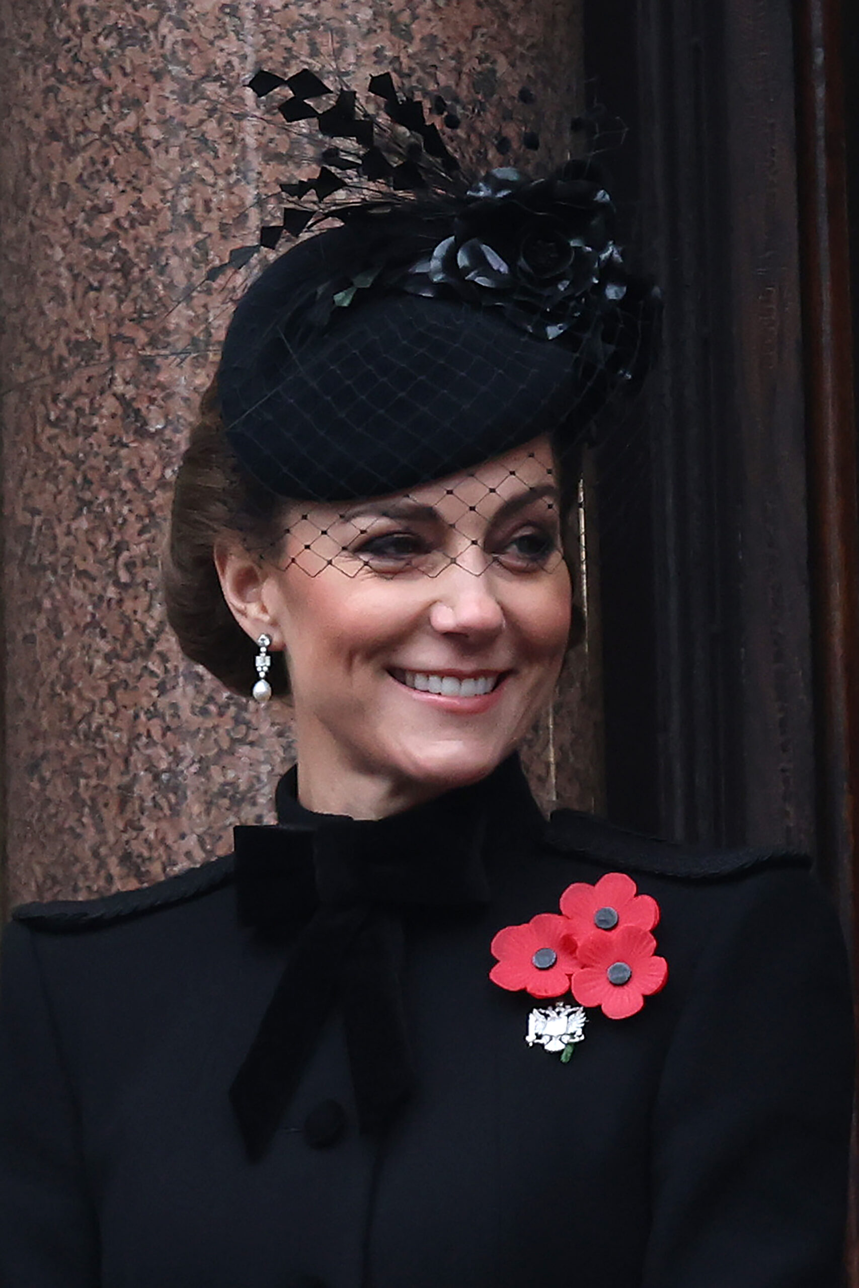 Kate Middleton on the balcony during the National Service of Remembrance at The Cenotaph.