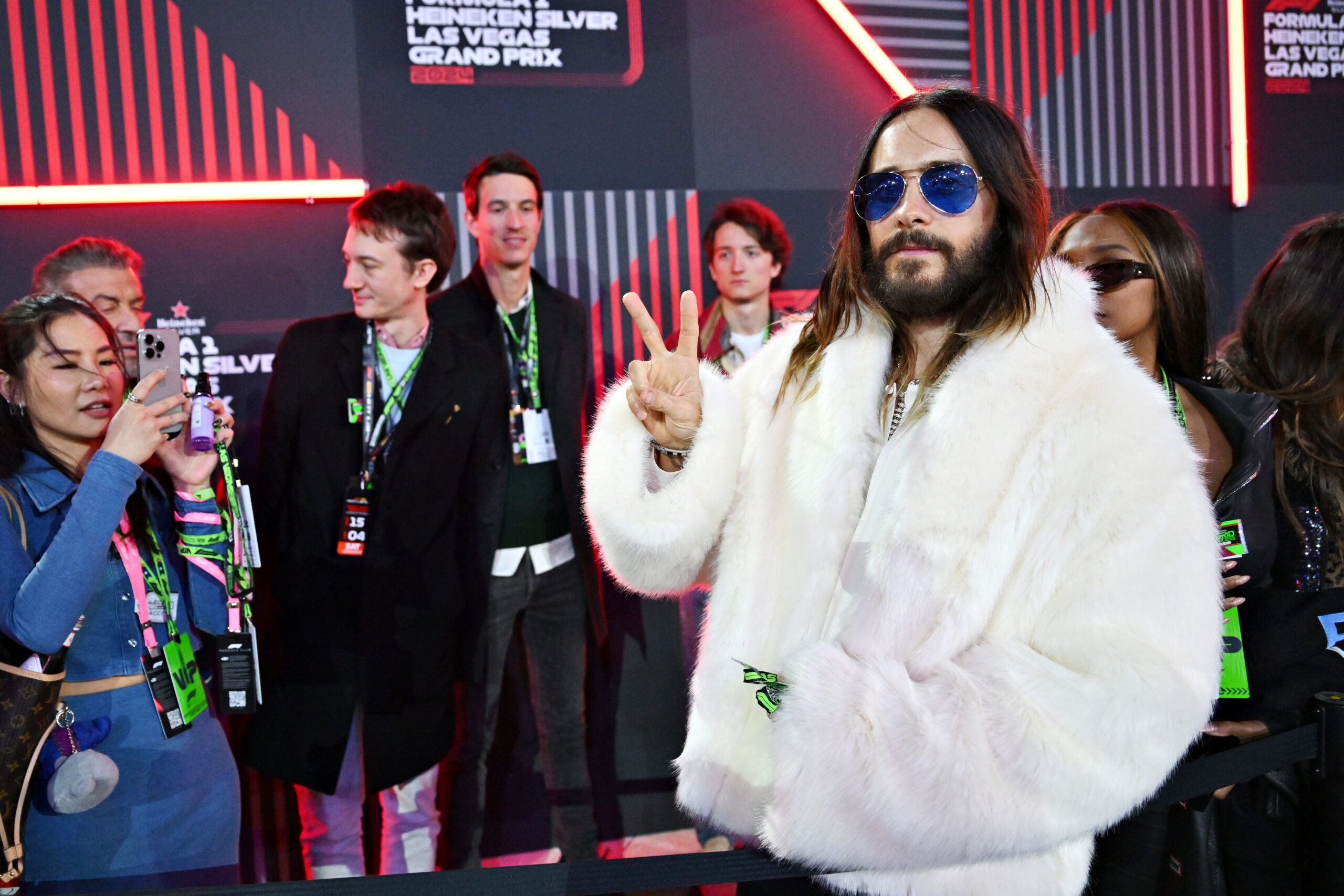 Jared Leto poses for a photo prior to the F1 Grand Prix of Las Vegas at Las Vegas Strip Circuit on November 23, 2024 in Las Vegas, Nevada