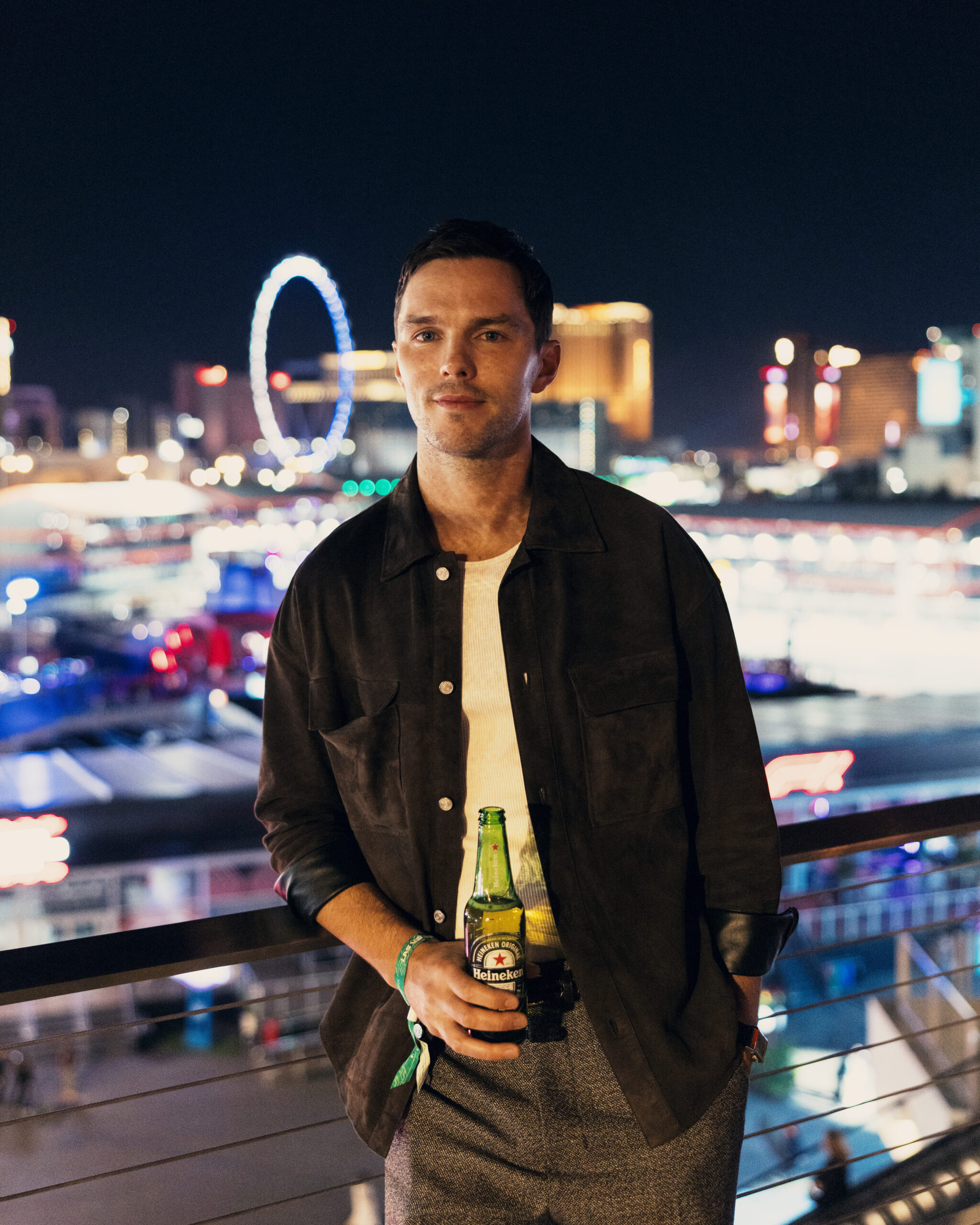 Nicholas Hoult joins Heineken at the 2024 Formula 1 Heineken Silver Las Vegas Grand Prix on November 22, 2024 in Las Vegas, Nevada