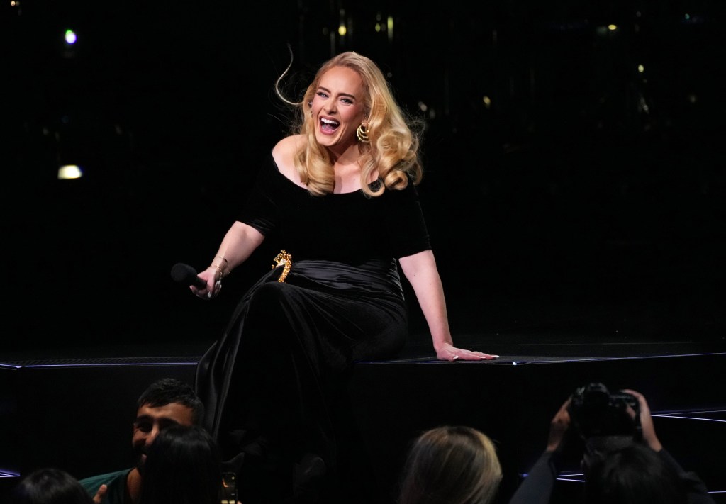 Adele performs onstage during the "Weekends with Adele" Residency Opening at The Colosseum at Caesars Palace on November 18, 2022 in Las Vegas.