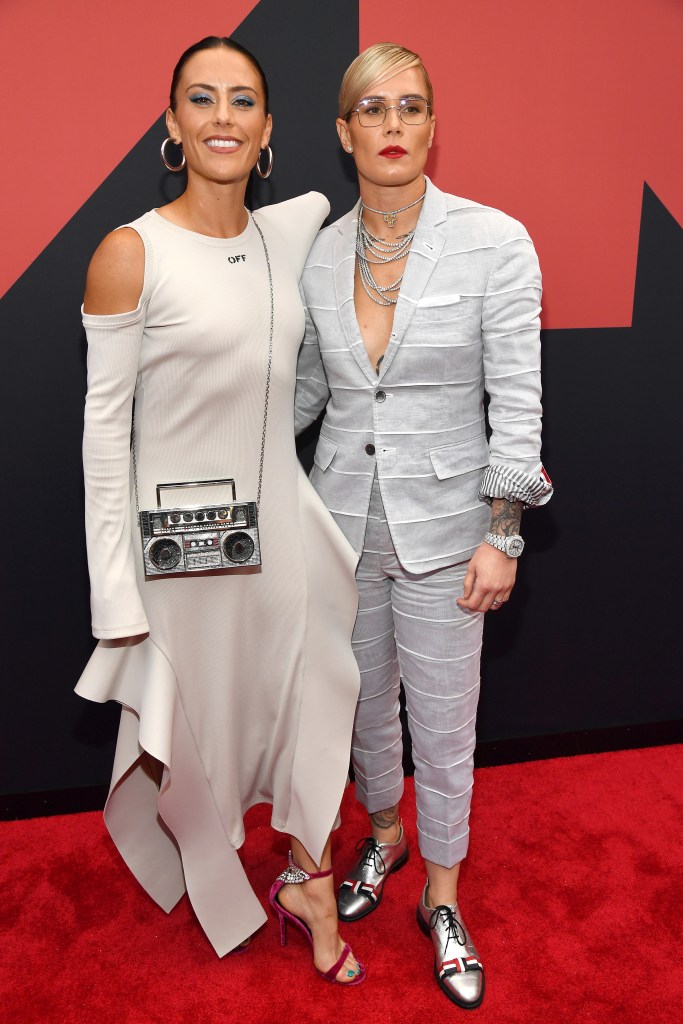 Ali Krieger and Ashlyn Harris attend the 2019 MTV Video Music Awards at Prudential Center on August 26, 2019 in Newark, New Jersey.