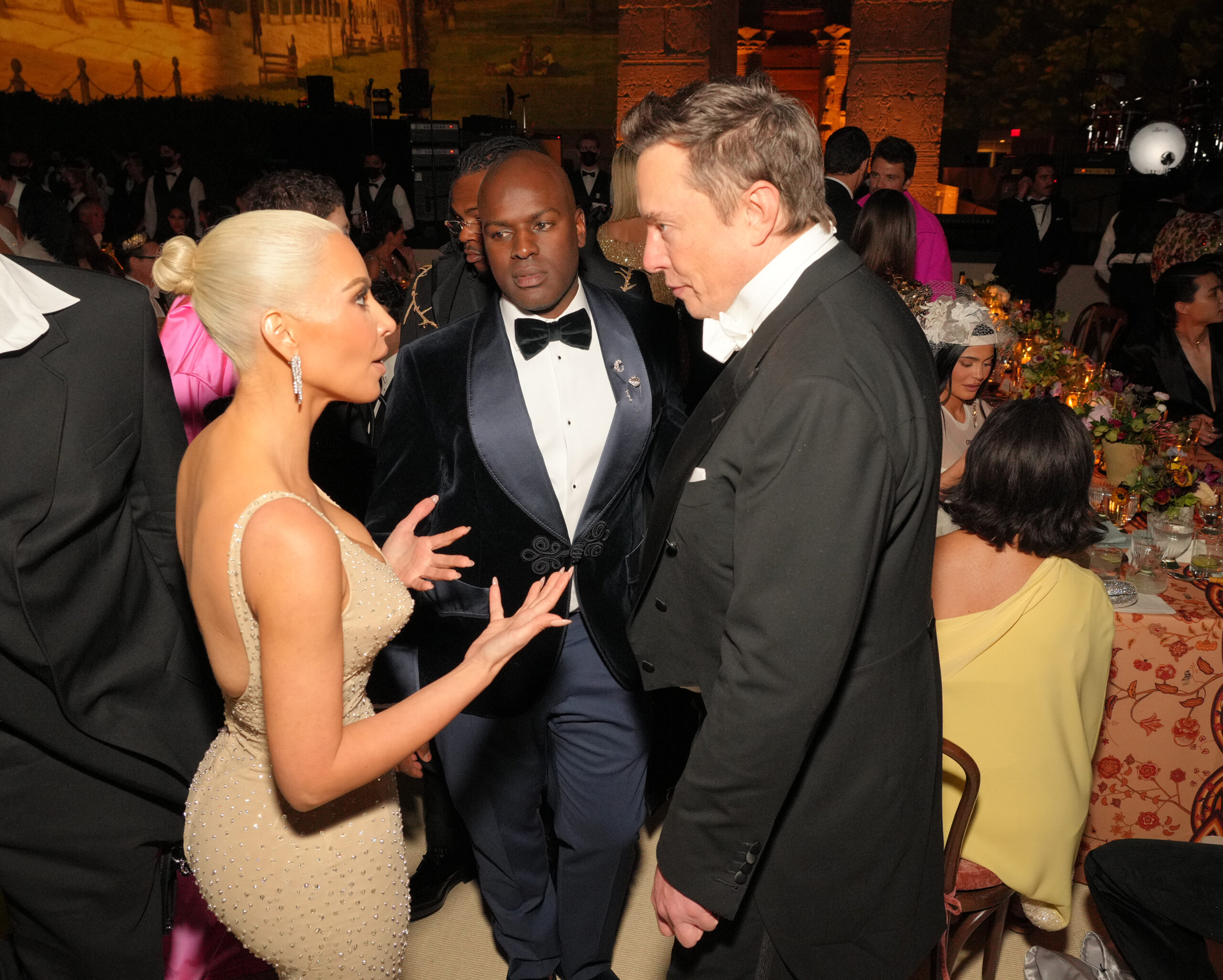 Kim Kardashian, Corey Gamble and Elon Musk at the 2022 Met Gala