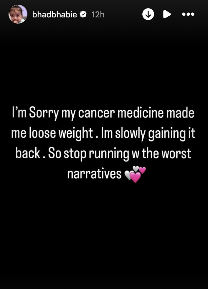 Bhad Bhabie's Instagram post about her cancer diagnosis.