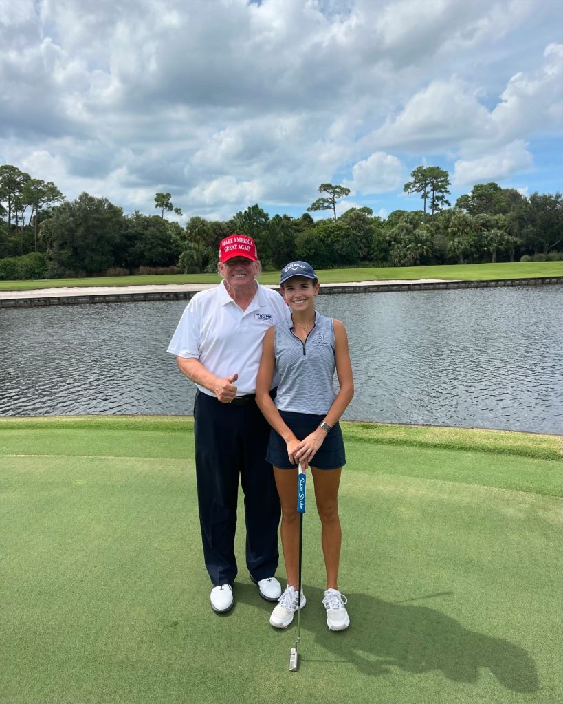 Donald Trump golfs with Kai