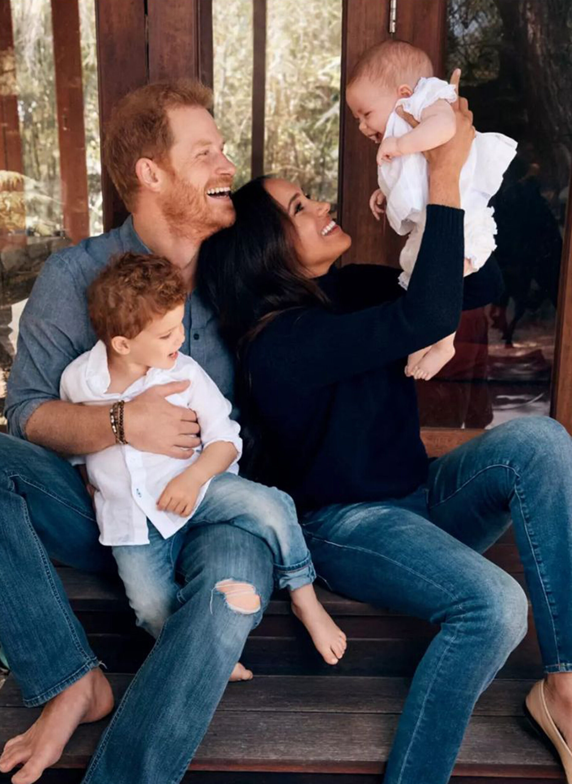 Meghan Markle and Prince Harry with their kids.