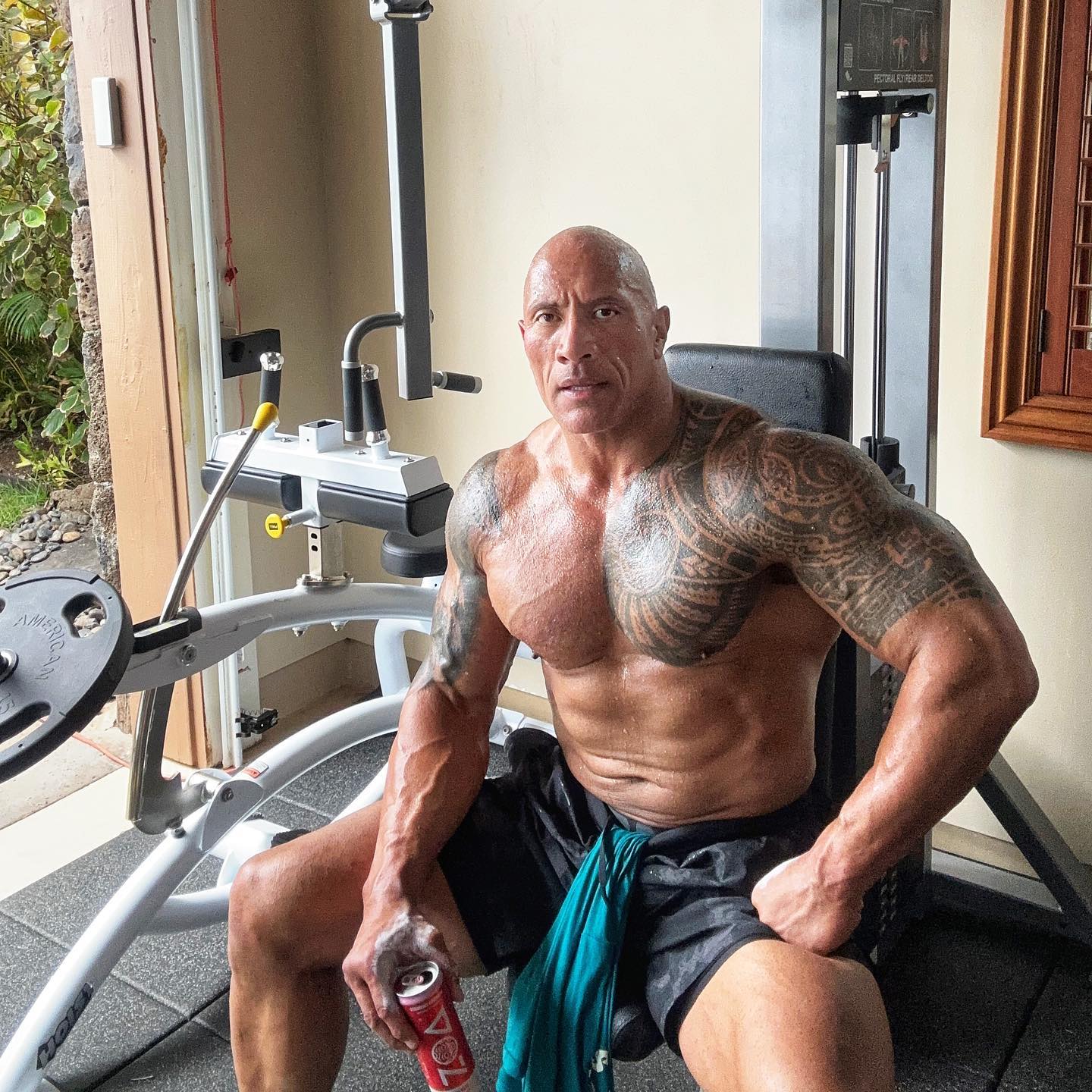 Dwayne "The Rock" Johnson at the gym