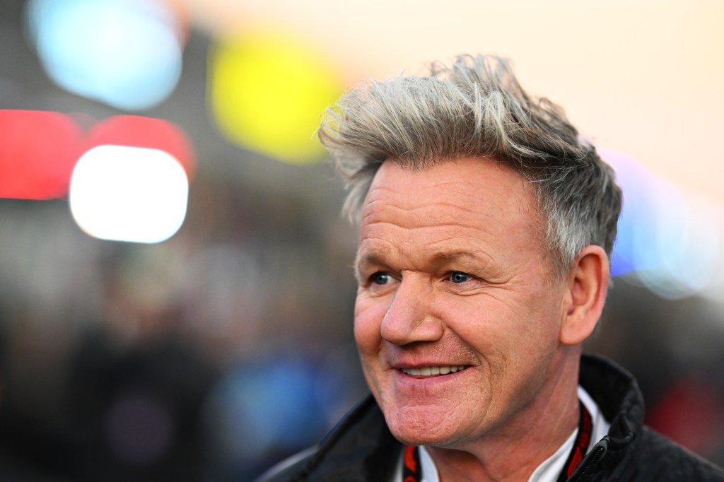 Gordon Ramsay looks on in the Paddock prior to final practice ahead of the F1 Grand Prix of Las Vegas