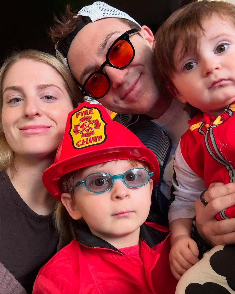 A selfie of Daryl Sabara and Meghan Trainor with their sons.