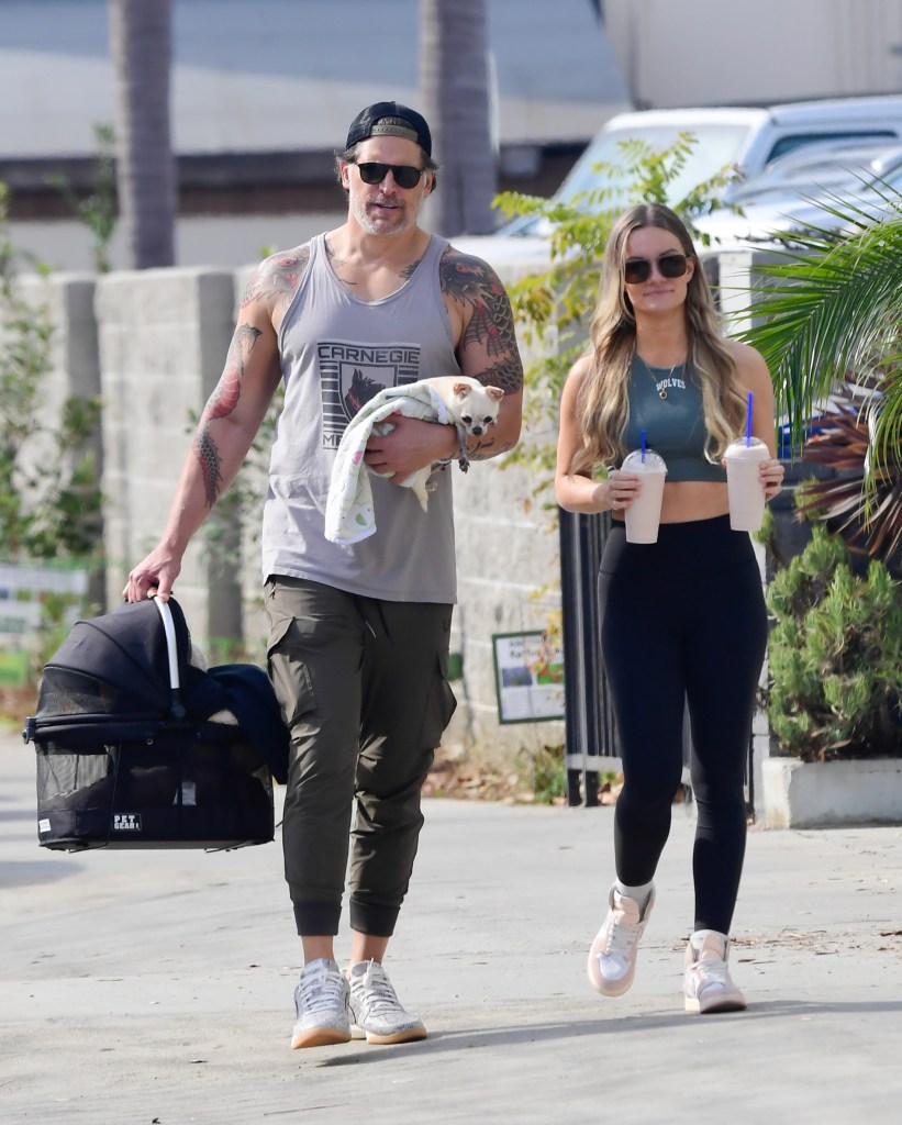 Joe Manganiello and Caitlin O'Connor (and their cute dog) are spotted after a workout in Los Angeles.