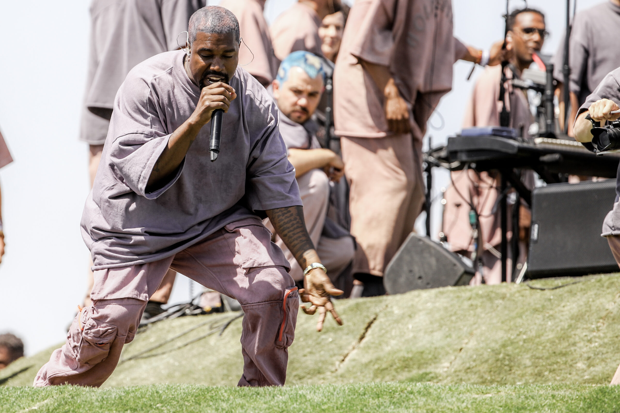 Kanye West performing.