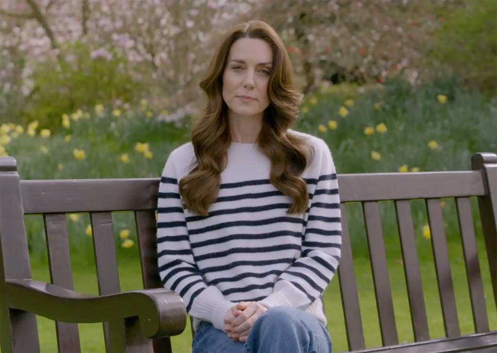 Kate Middleton on a park bench