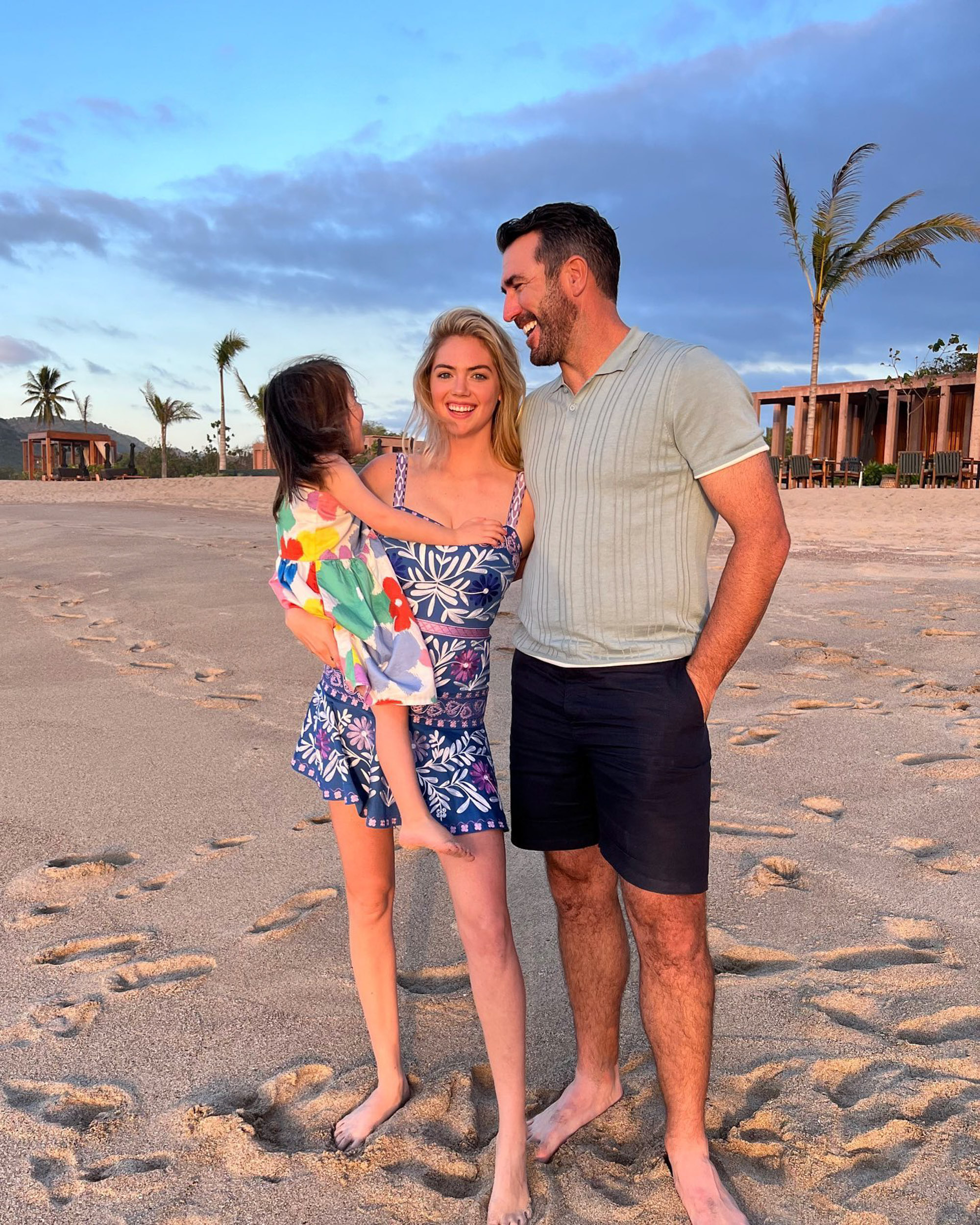 Kate Upton and Justin Verlander with their daughter.