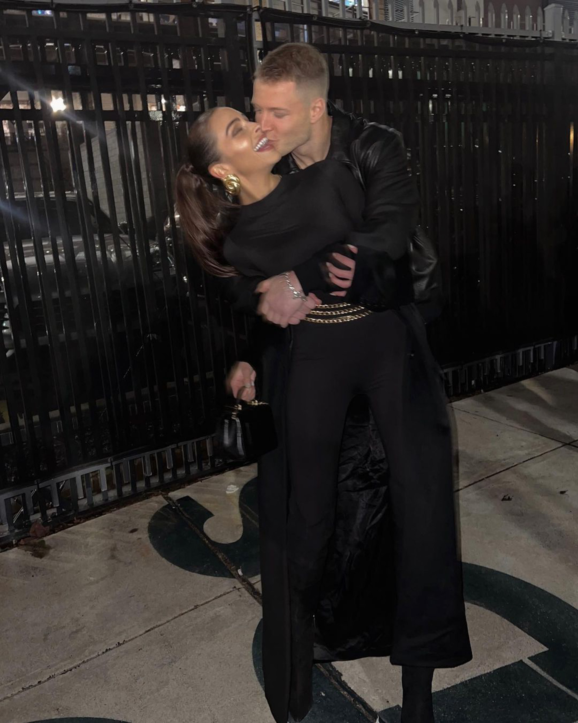 Olivia Culpo and Christian McCaffrey kissing