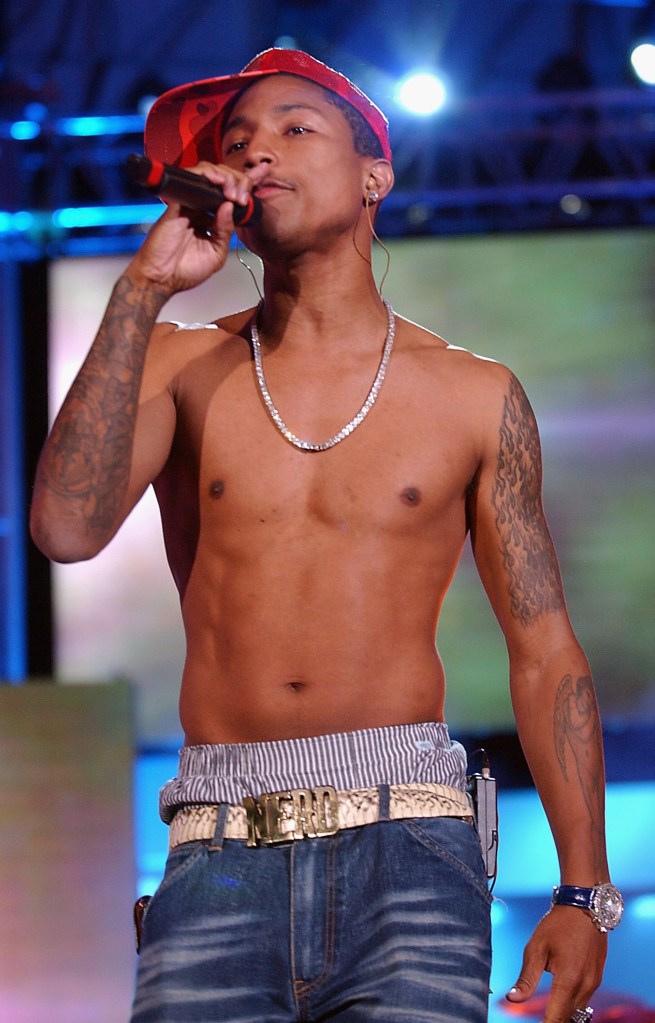 Pharrell Williams of N.E.R.D performing on stage at Festivalbar concert in Milan, Italy, 2004