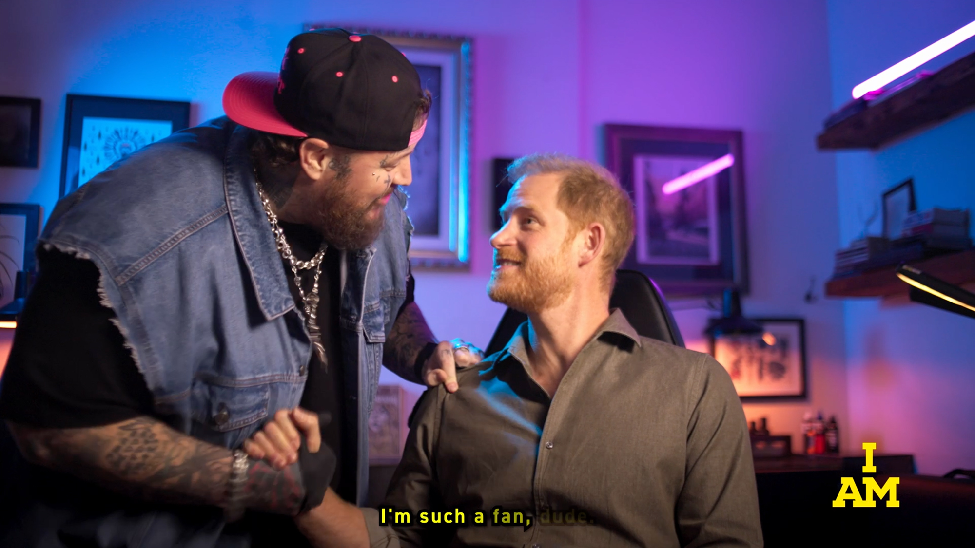 Jelly Roll and Prince Harry in the tattoo shop.