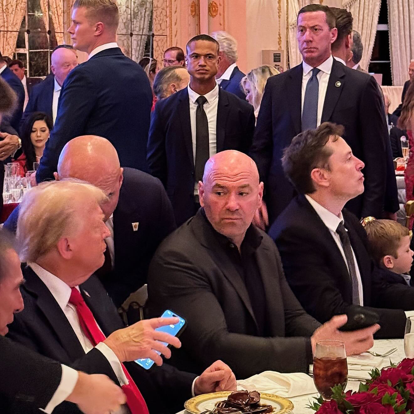 Donald Trump, Dana White and Elon Musk.. at Mar-a-Lago,