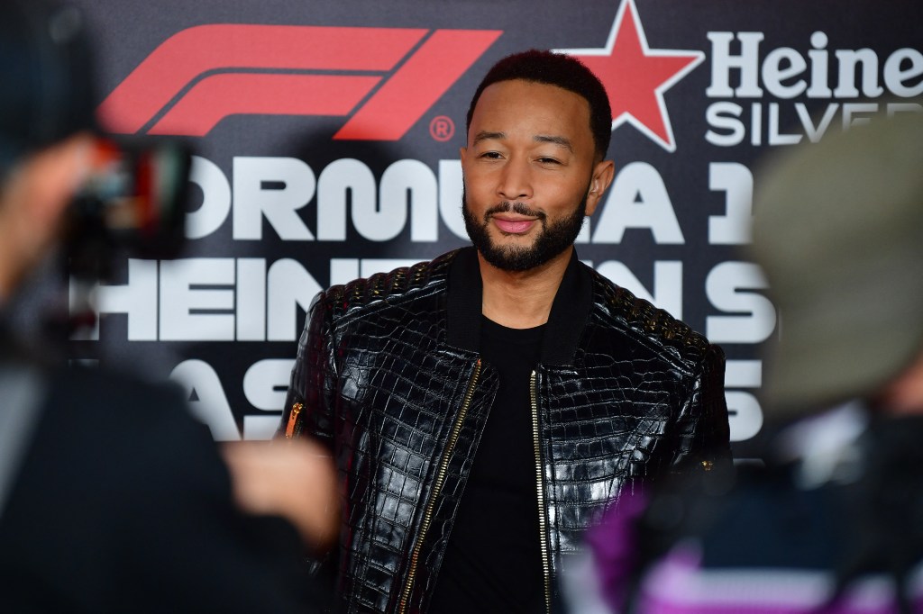 John Legend arrives for the Las Vegas Grand Prix