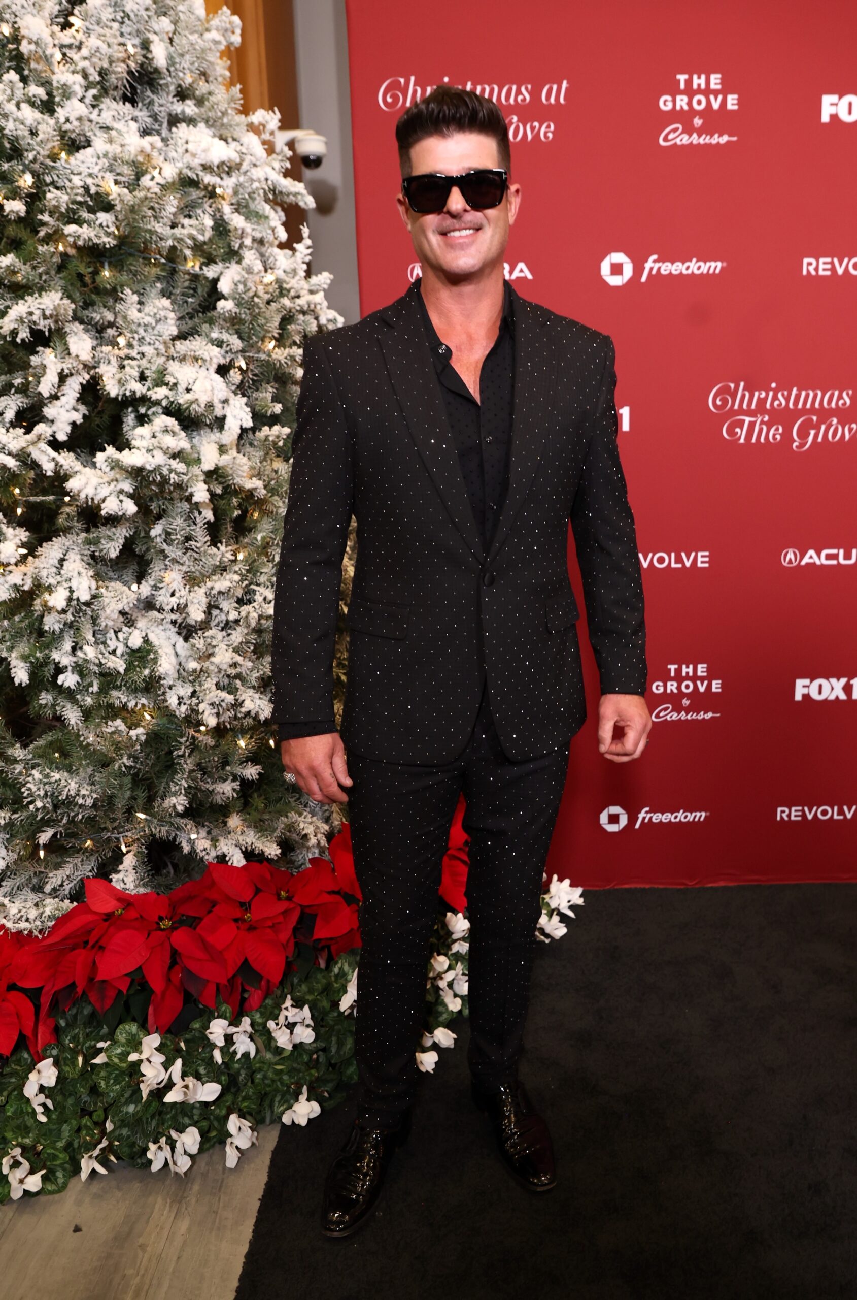 Robin Thicke at The Grove's annual tree lighting celebration in November 2024