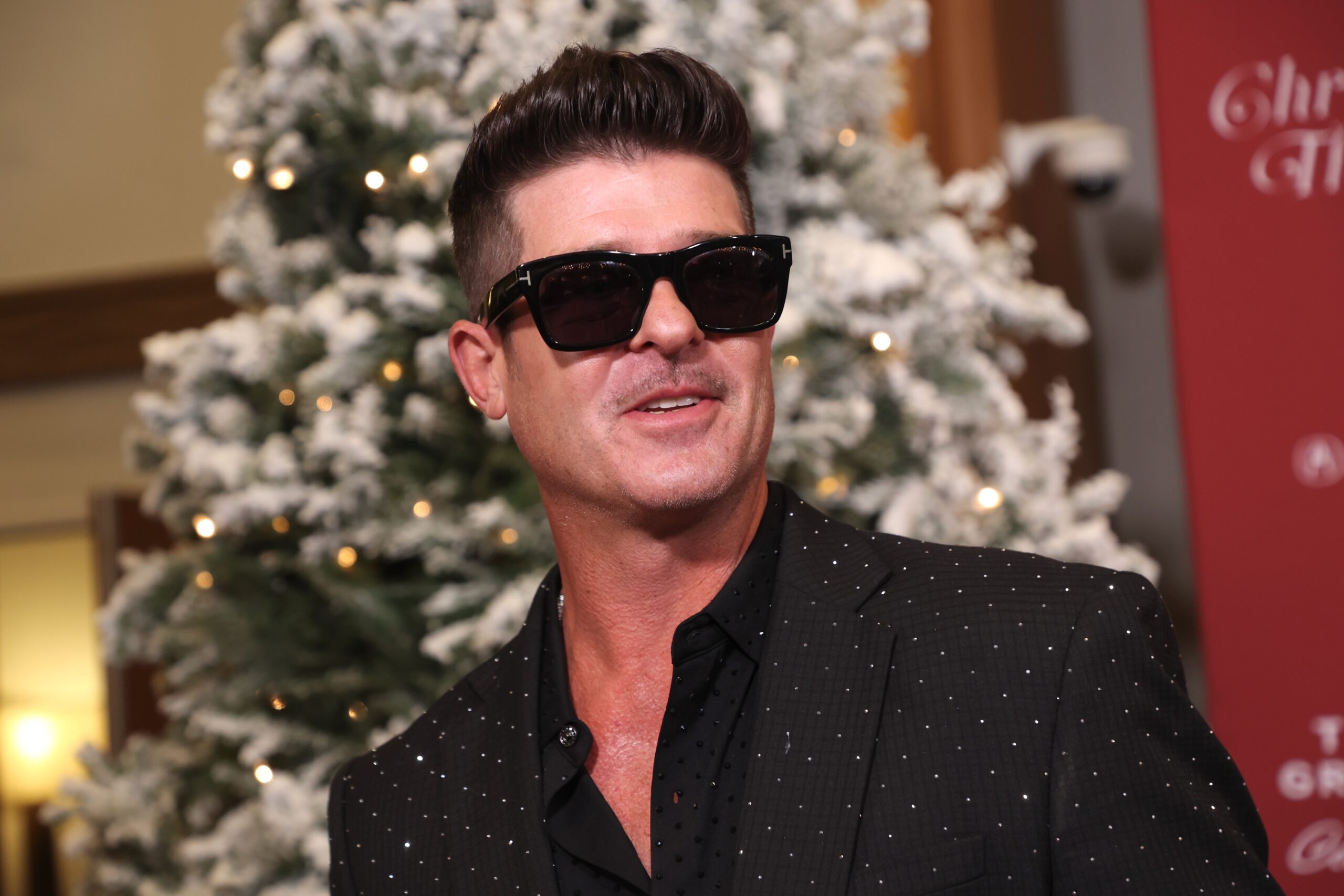 Robin Thicke at The Grove's annual tree lighting celebration in November 2024