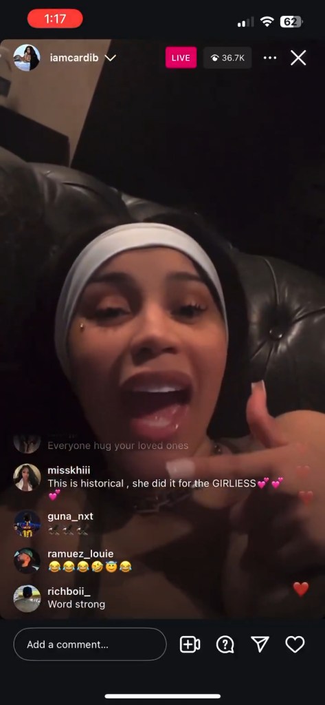 Cardi B via Instagram Live