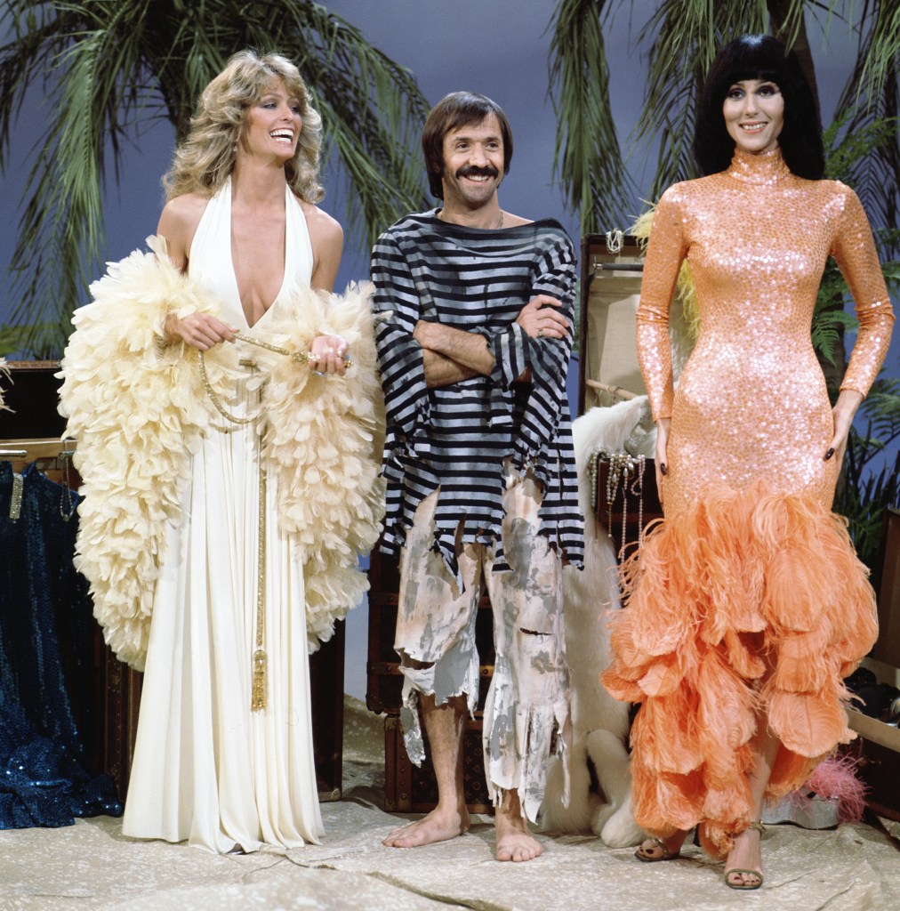 Sonny Bono, Cher and Farrah Fawcett.