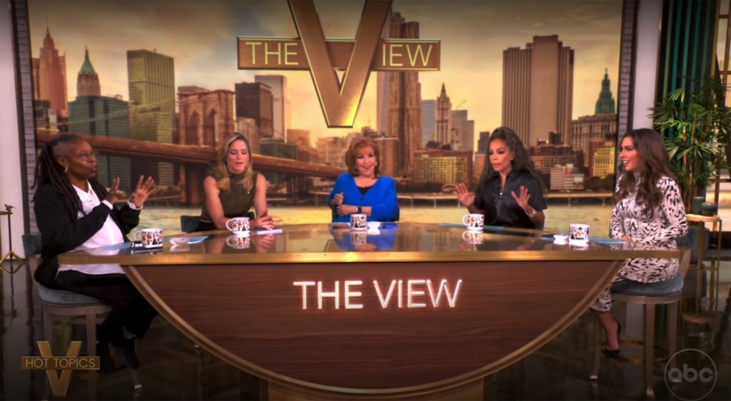 Whoopi Goldberg, Sara Haines, Joy Behar, Sunny Hostin and Alyssa Farah on "The View" on Nov. 20.