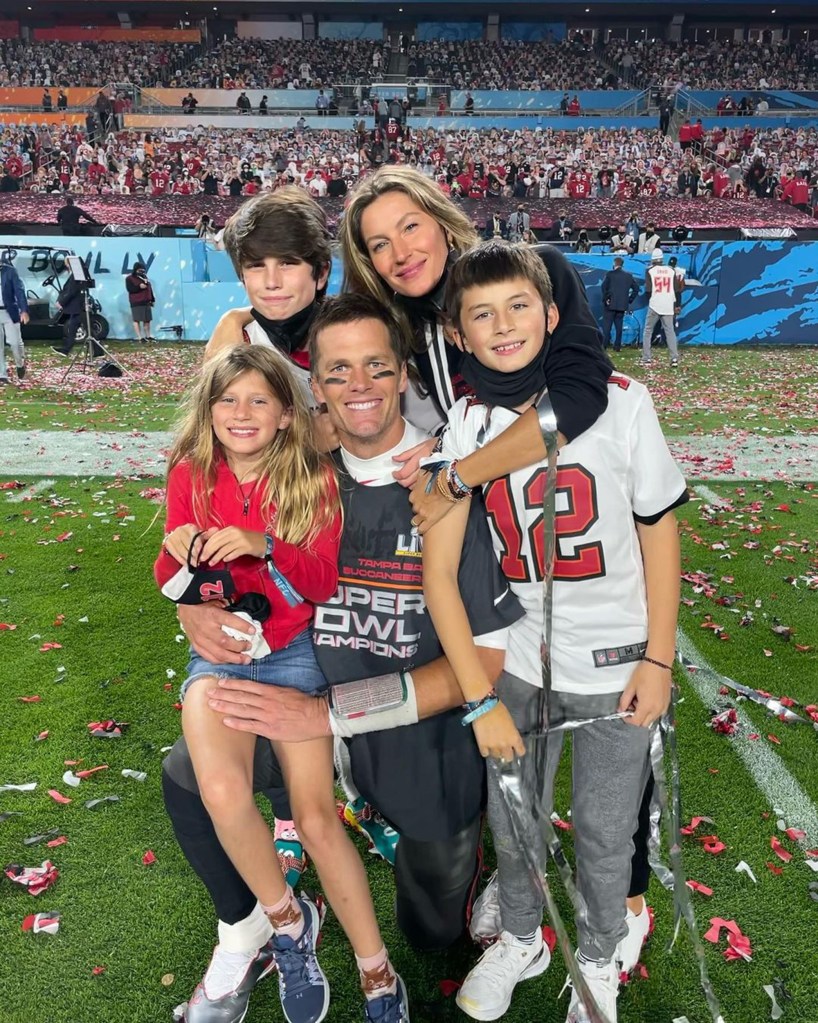 Tom Brady and Gisele Bundchen with their kids, Benjamin, Vivian, and Brady's son, Jack.