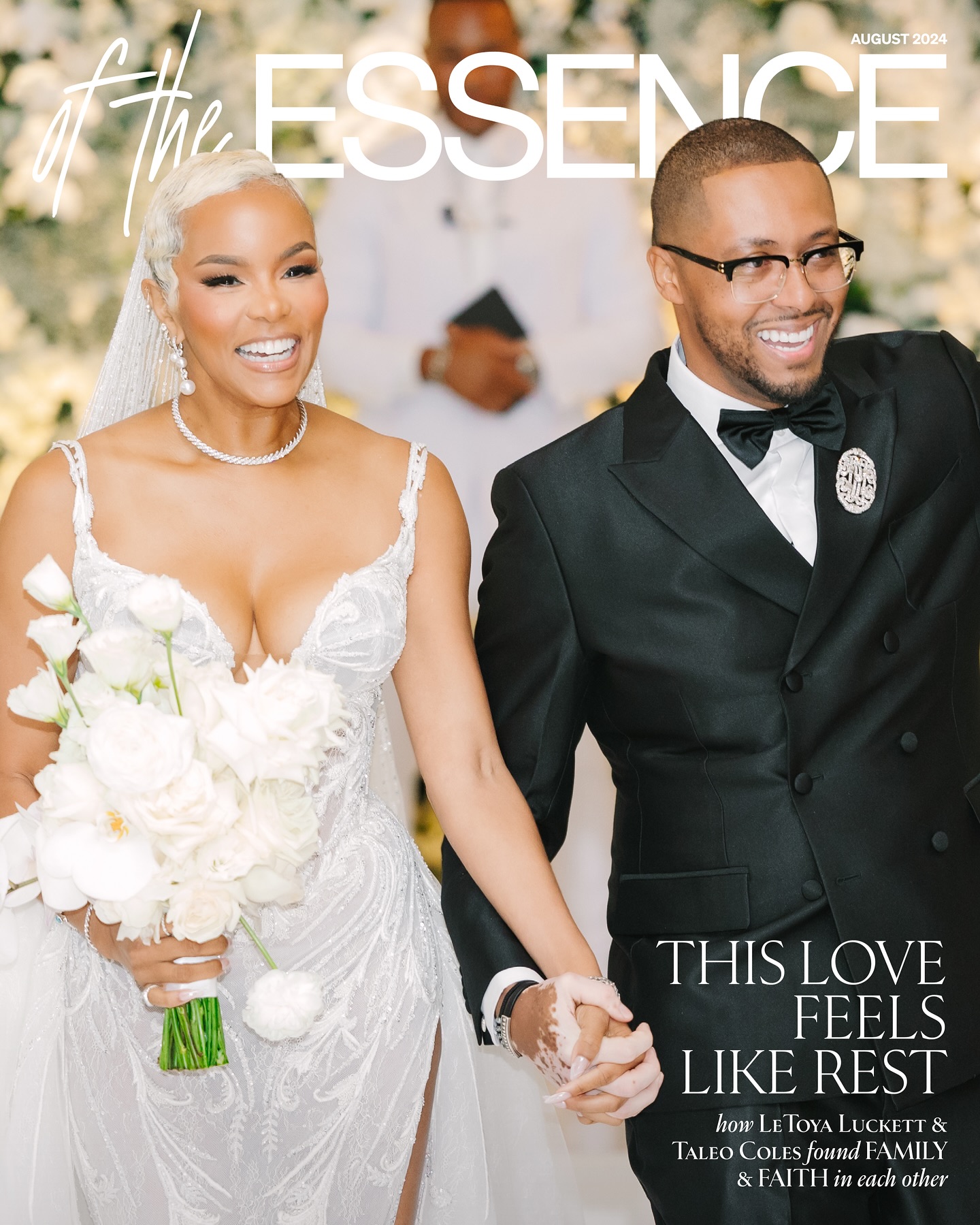 Taleo Coles and LeToya Luckett on the cover of Essence on their wedding day.