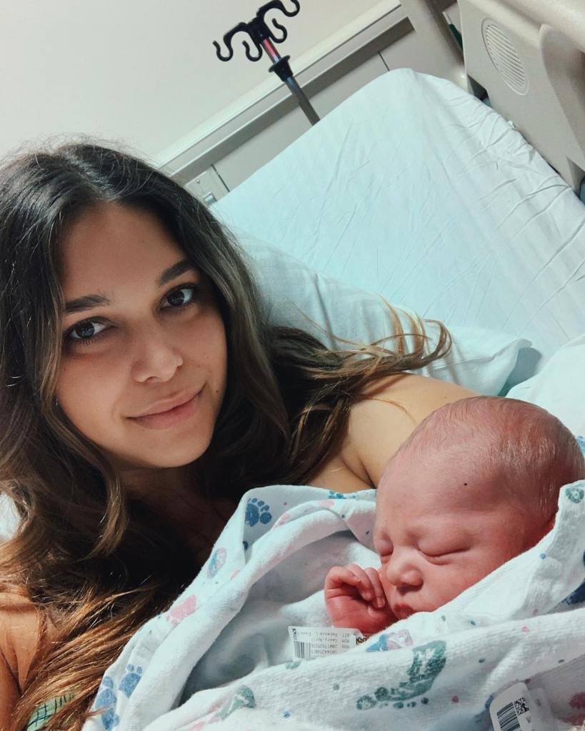 April Love Geary and son Luca in December 2020