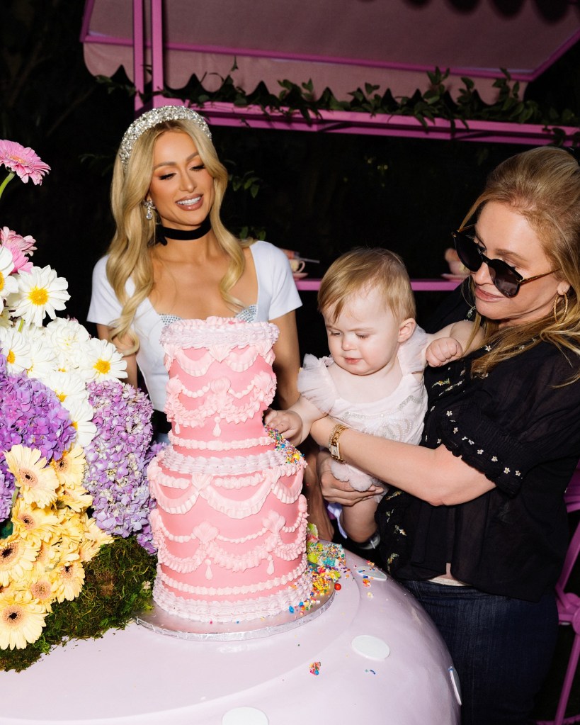 Paris Hilton, London Reum and Kathy Hilton at London's first birthday party on Nov. 11.