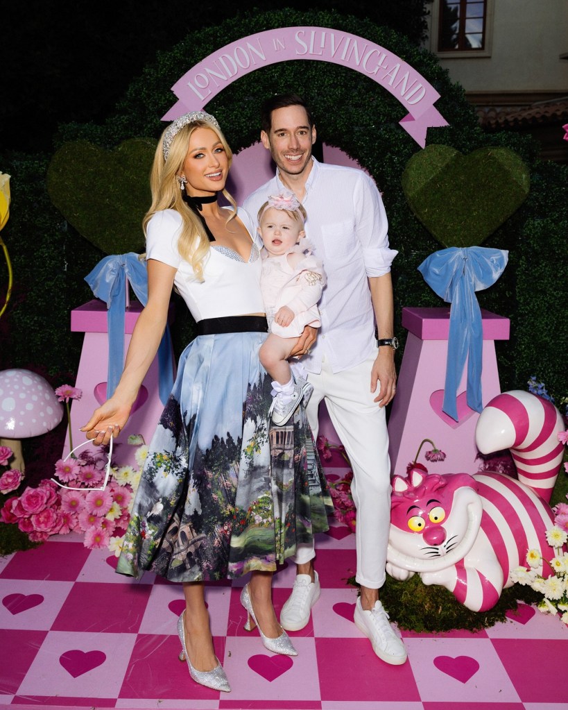 Paris Hilton and Carter Reum with their daughter London at her first birthday party on Nov. 11.