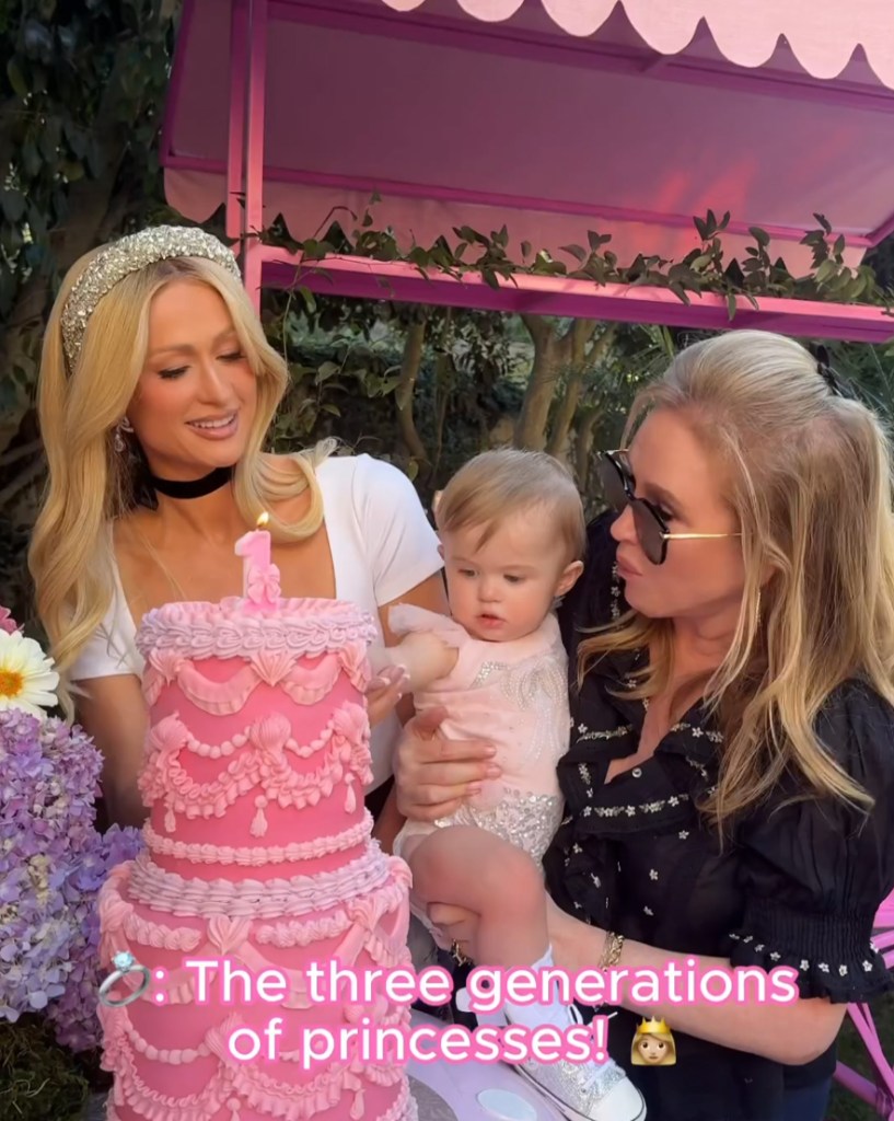 Paris Hilton, London Reum and Kathy Hilton at London's first birthday party on Nov. 11.