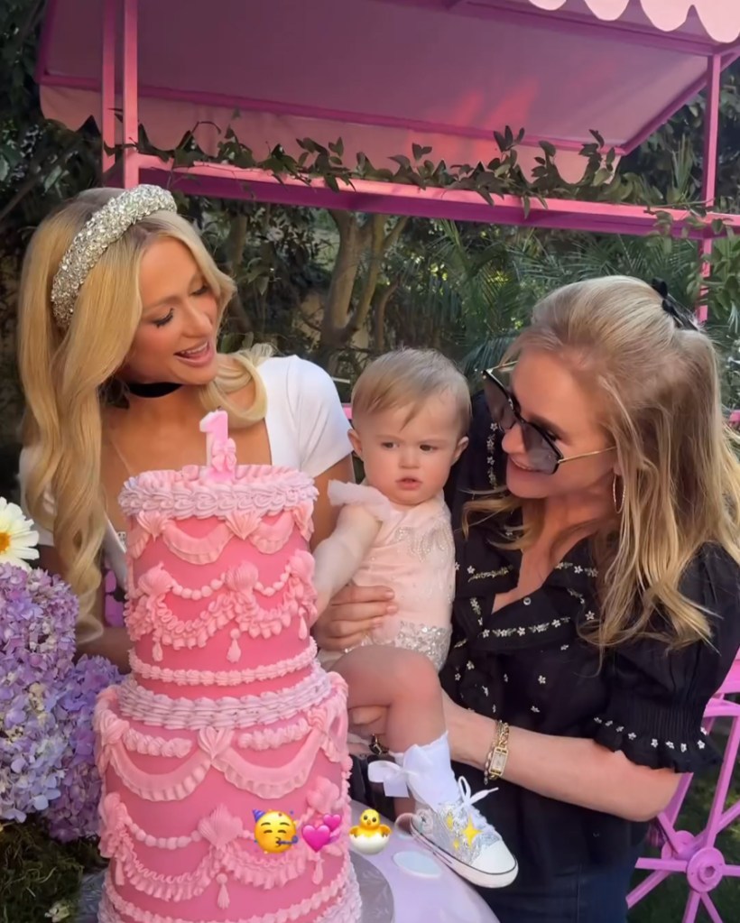 Paris Hilton, London Reum and Kathy Hilton at London's first birthday party on Nov. 11.