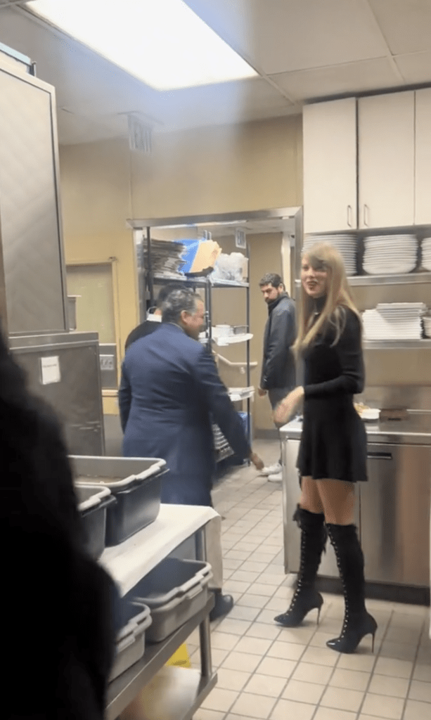 Taylor Swift in the Spago kitchen