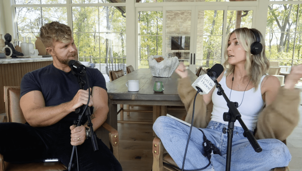 Justin Anderson and Kristin Cavallari filming November 2024 podcast