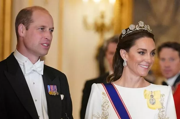 William and Kate at a state banquet during the South Korea state visit to the UK last year