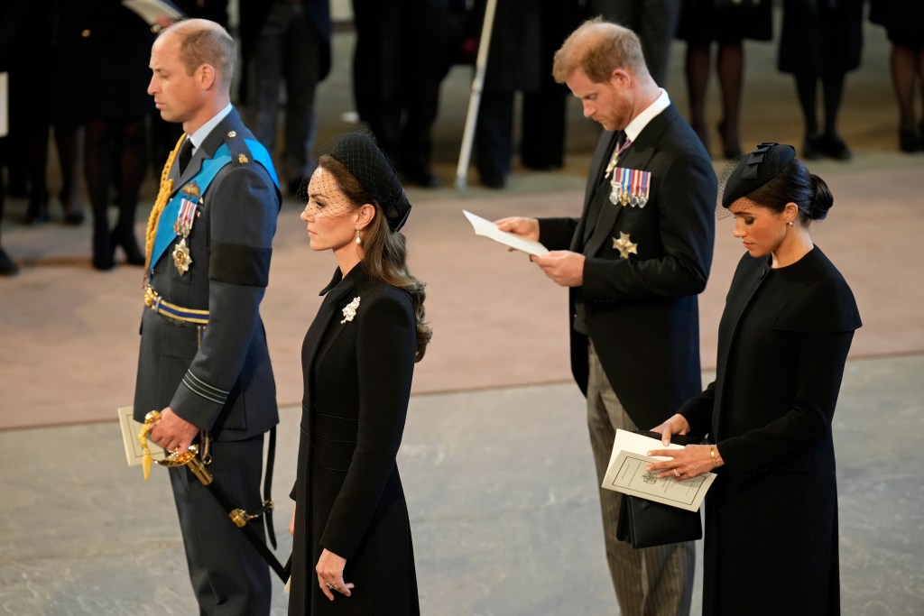 Prince Harry, Meghan Markle, Prince William and Kate Middleton in 2022.