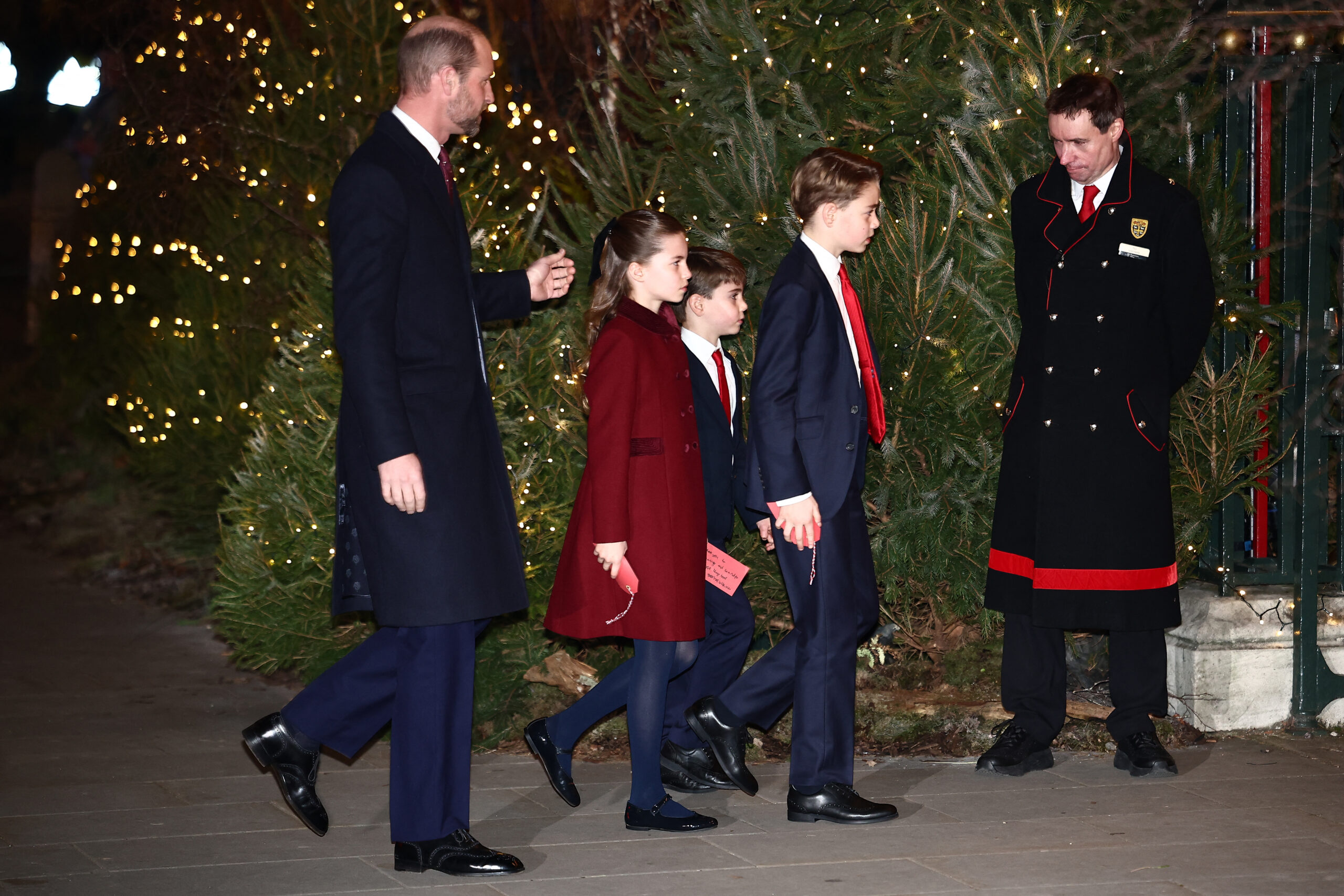 Prince William, Princess Charlotte, Prince George and Prince Louis at the "Together at Christmas" carol service in December 2024