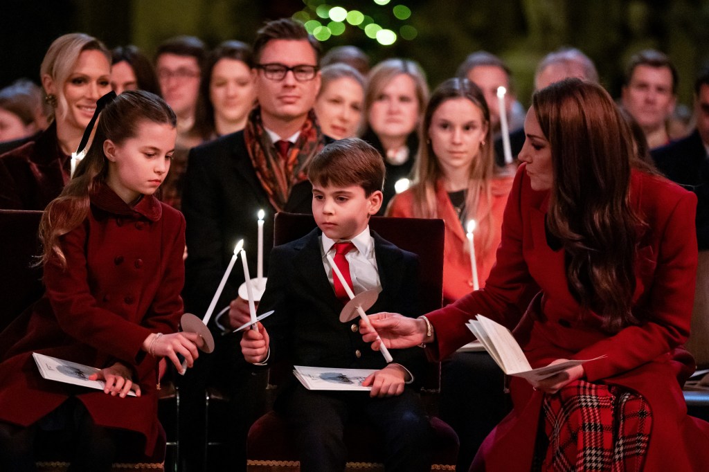 Kate Middleton, Princess Charlotte and Prince Louis at the "Together At Christmas" Carol Service on Dec. 6.