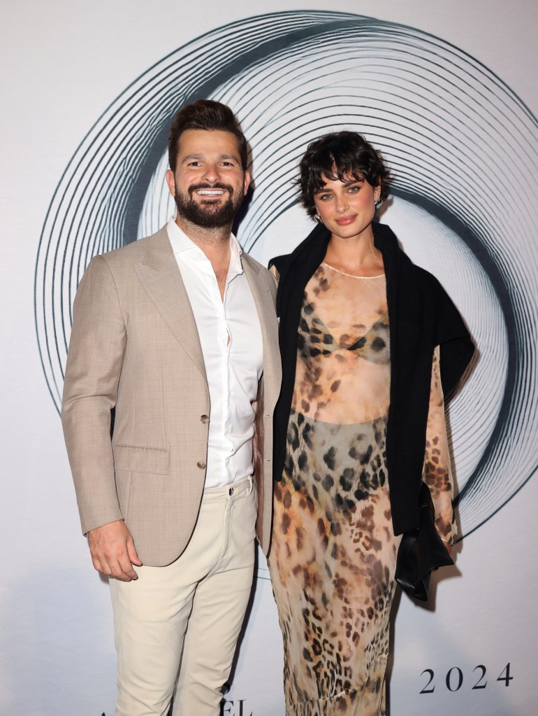 Taylor Hill and Sinan Tuna at Sinan Tuna's 2024 Art Basel Party in Miami on Dec. 5.