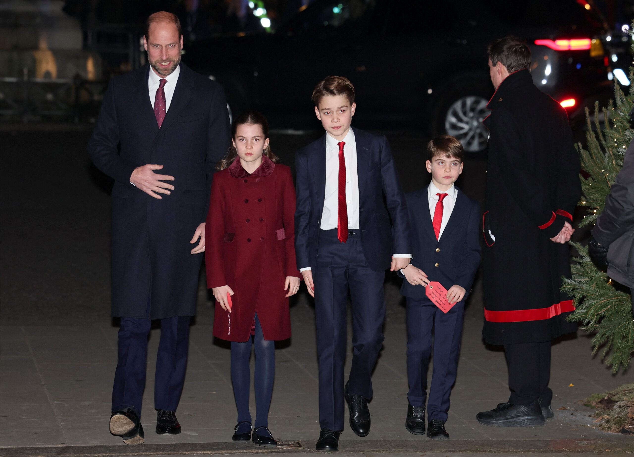 Prince William, Princess Charlotte, Prince George and Prince Louis at the "Together at Christmas" carol service in December 2024