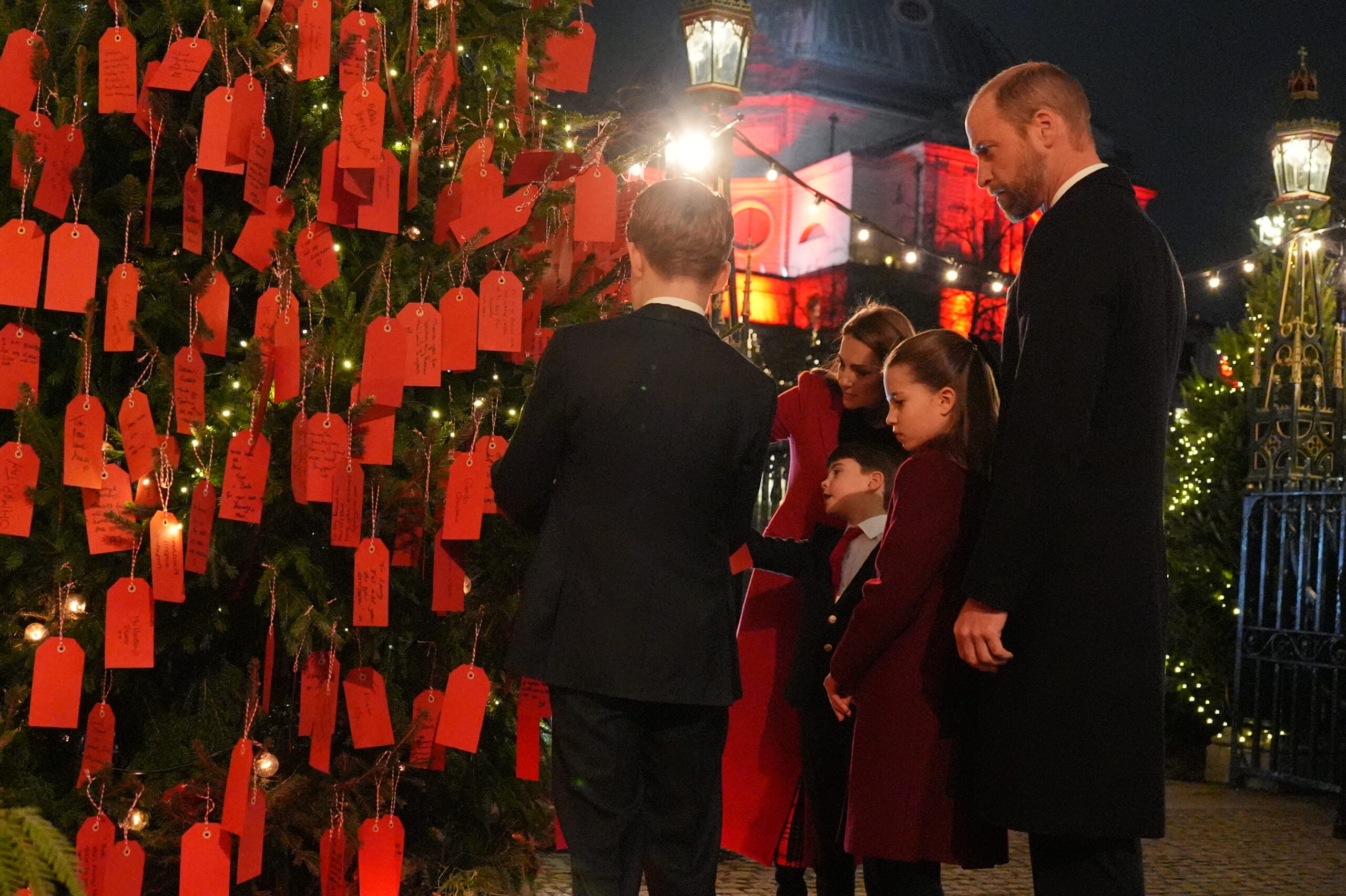 Prince William, Princess Charlotte, Prince George and Prince Louis at the "Together at Christmas" carol service in December 2024