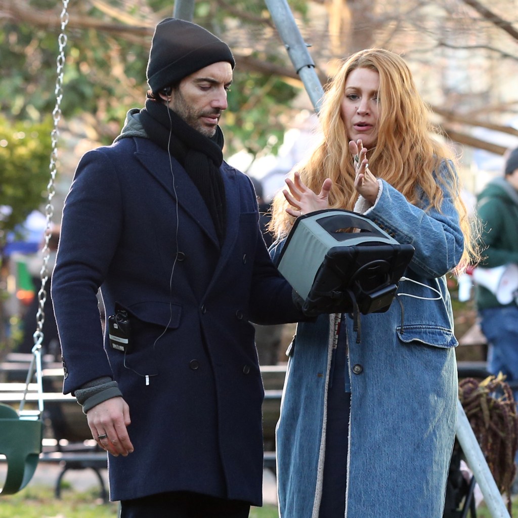 Blake Lively and Justin Baldoni on the set of "It Ends With Us."