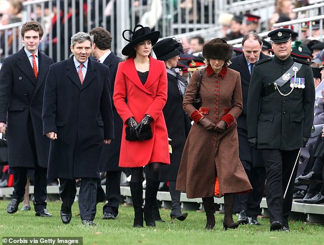 Kate Middleton attending Prince William's passing-out parade at Sandhurst with her parents, Michael and Carole, on December 15, 2006