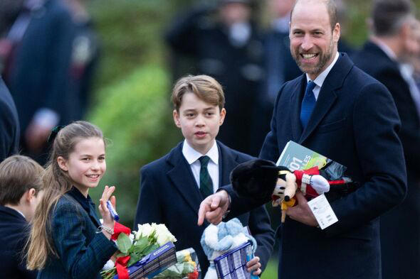 Prince William, Prince George and Princess Charlotte on Christmas Day